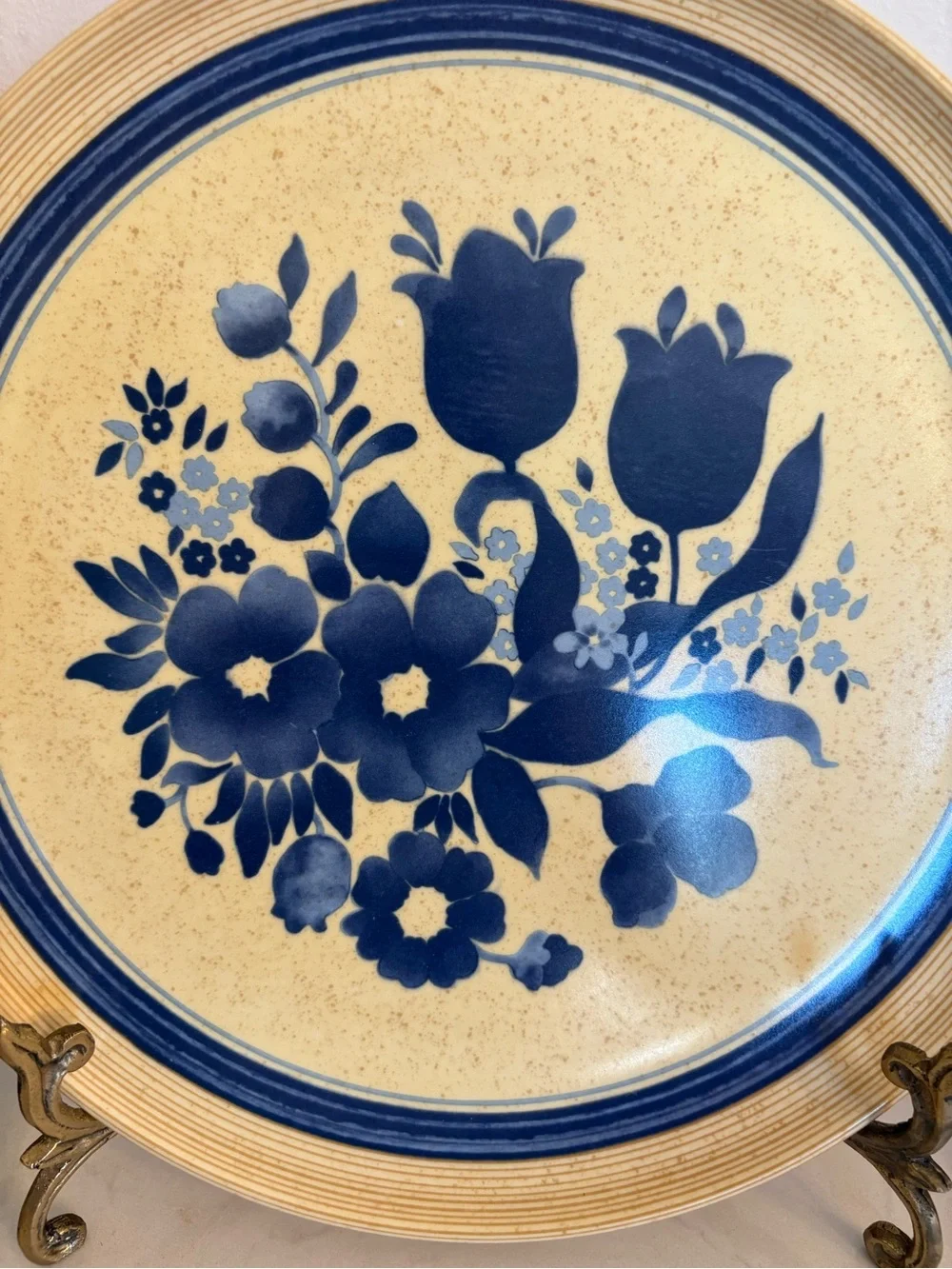 Vintage Melamine Lexington Blue Floral Ceramic 10” plates Set of 4